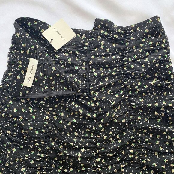 NWT SOFIE SCHNOOR BLACK FLORAL RUCHED SKIRT - XS - Picture 11 of 12
